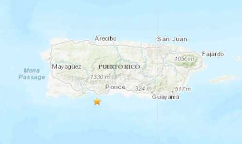 Earthquake epicenter on map of PR